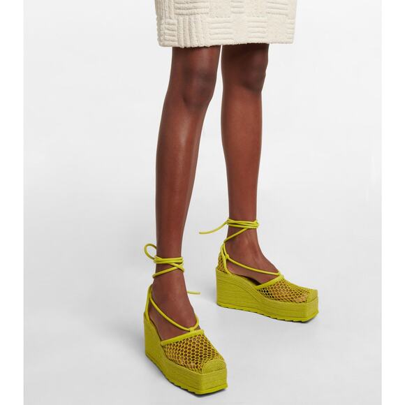 Bottega Veneta Stretch Mesh Wedge Sandal Green 39 - Picture 6 of 10